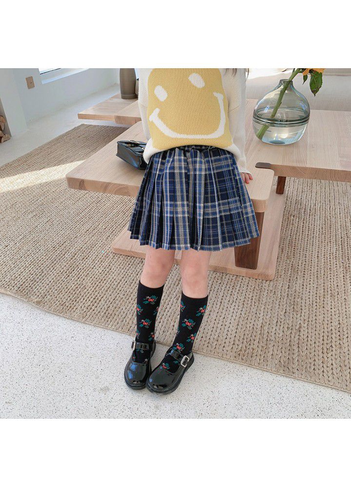 Girl's Plaid pleated skirt spring 2021 new children's JK skirt 