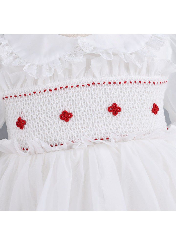 2021 new girl's spring dress princess skirt hand drawn Lapel long sleeve dress Lolita children's poncho skirt 