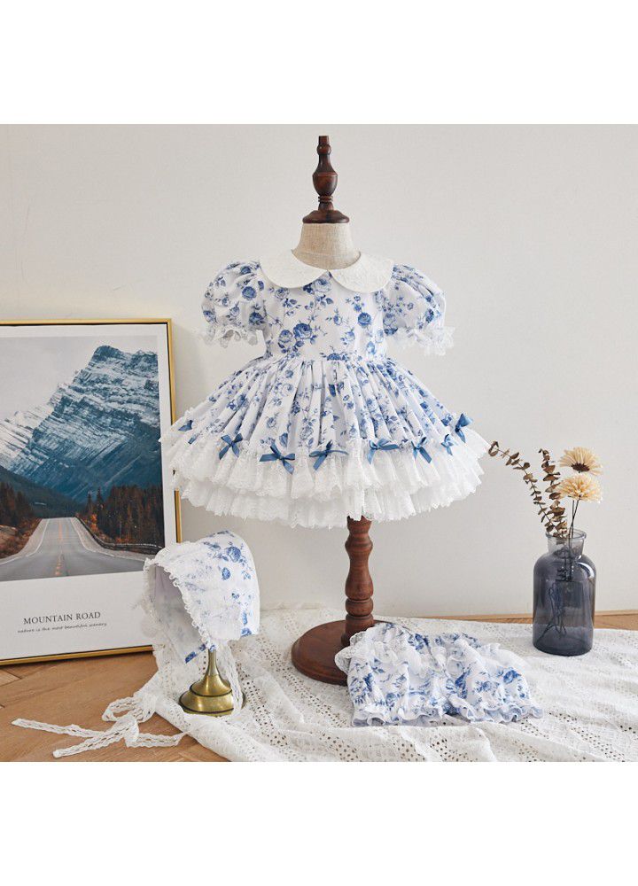 [factory] 2021 summer new Spanish children's dress European and American girl Lolita children's Princess Dress