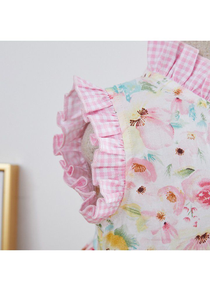 Girls' dress European and American children's dress 2021 new summer sleeveless floral skirt small fresh children's dress