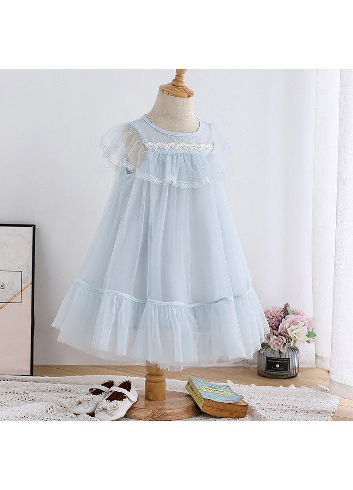 2021 summer girl's dress Korean children's pengpeng skirt girl's foreign style mesh skirt children's princess skirt 