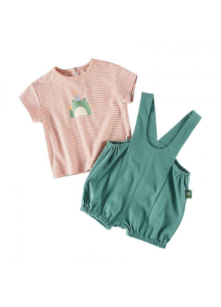 Amila Amila children's and girls' summer suits 2021 new two piece baby's foreign style baby's suspenders 