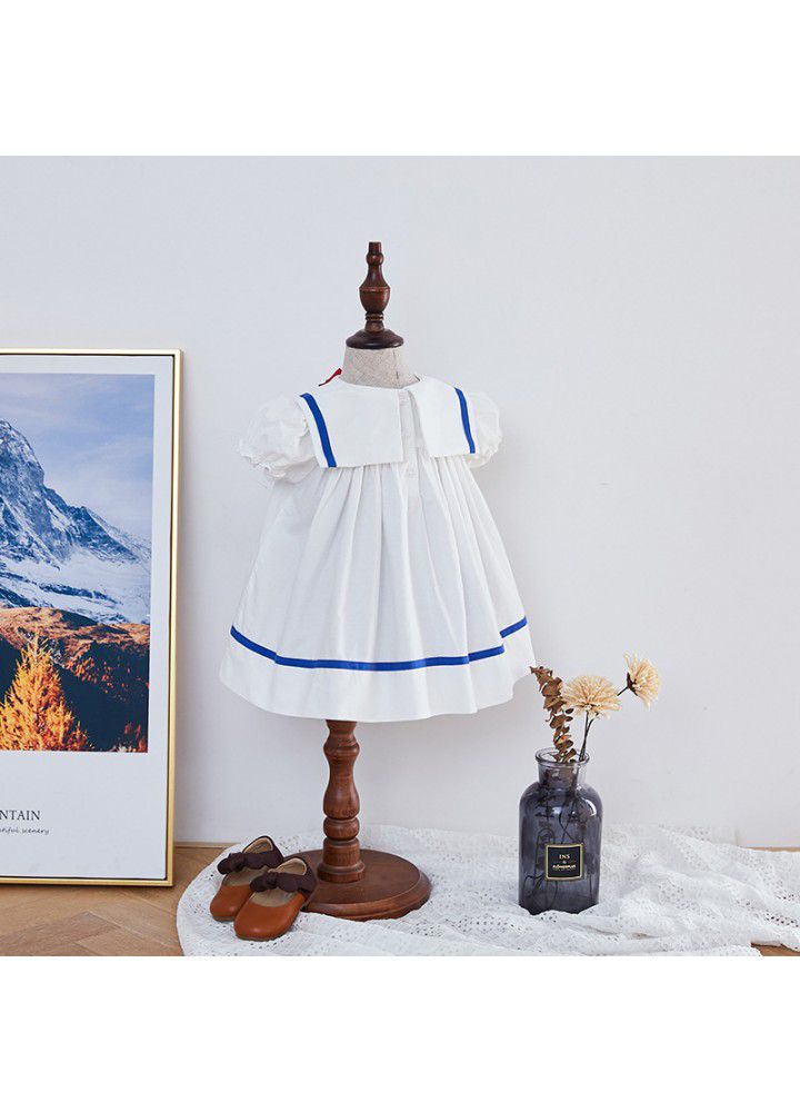 [factory] girl's dress 2021 summer new foreign style bow princess skirt embroidery set children's skirt