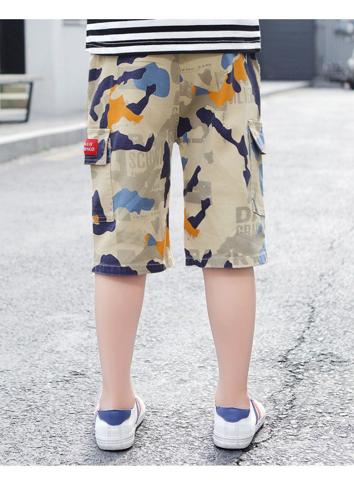 Children's camouflage pants 2021 new boys' overalls summer new Capris boys' casual pants 