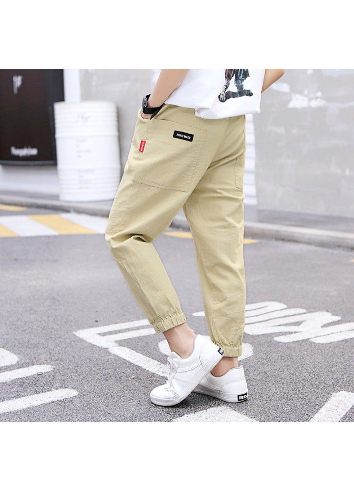 Manufacturer wholesales boy's anti mosquito pants 2021 spring and summer new Imitation cotton and hemp casual pants for children 