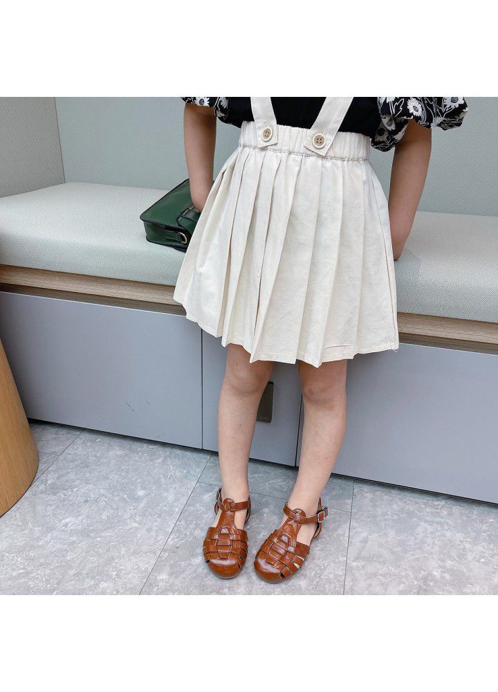 Girl's pleated skirt with straps new style in summer 2021 children's detachable skirt with straps children's fashion 