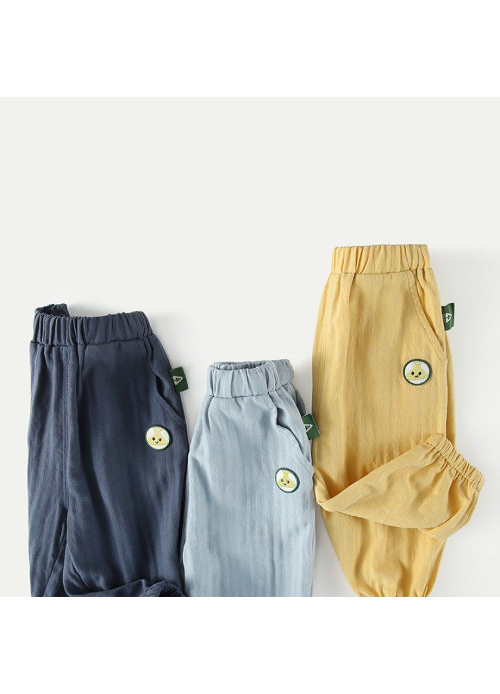 Amila children's clothing boys' 2021 summer new baby boys' thin cotton casual pants boys' anti mosquito pants 