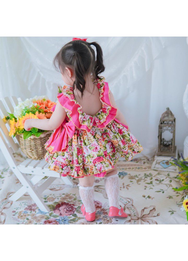 Children's wear 2021 summer new girls' sleeveless dress baby girl cute skirt round neck lace skirt customization 