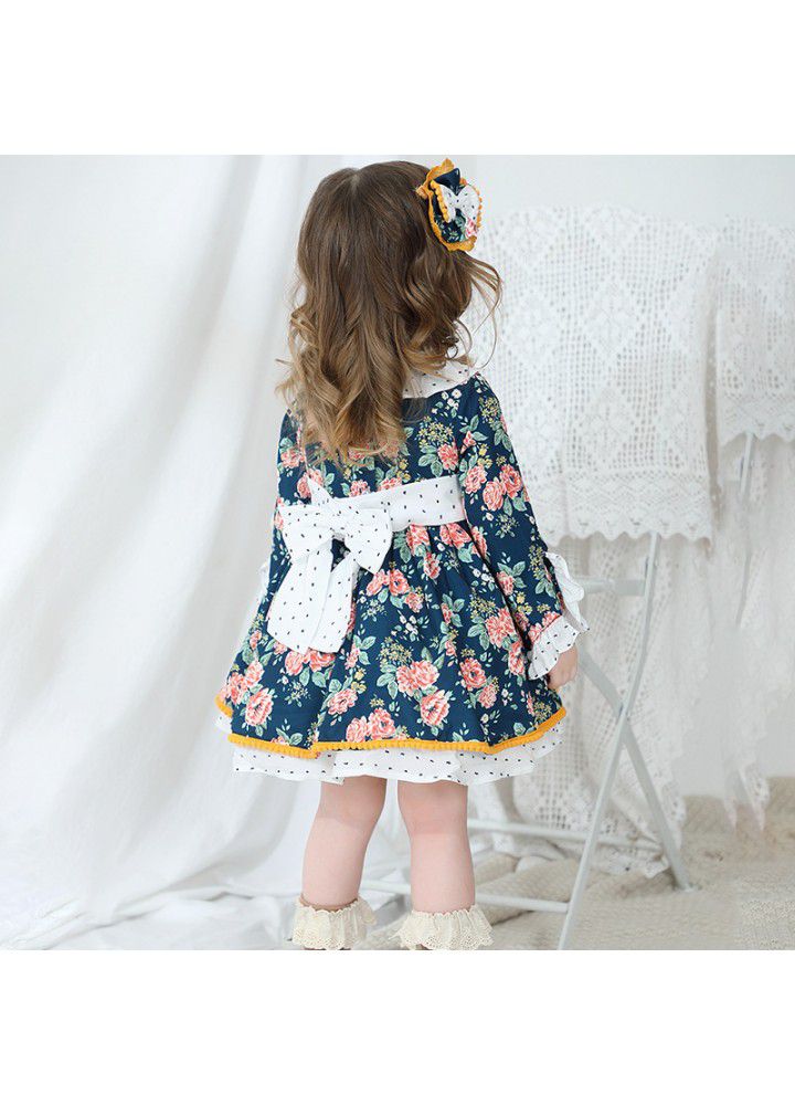 Spring European and American children's wear Lolita children's Dress Girls floral pompous Skirt New Year's dress Spanish princess skirt 
