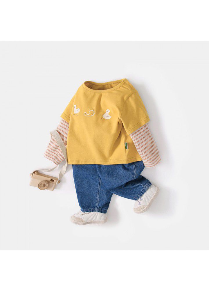 Amila children's clothing 2021 autumn new baby Jeans Girls pants fashion versatile pants autumn