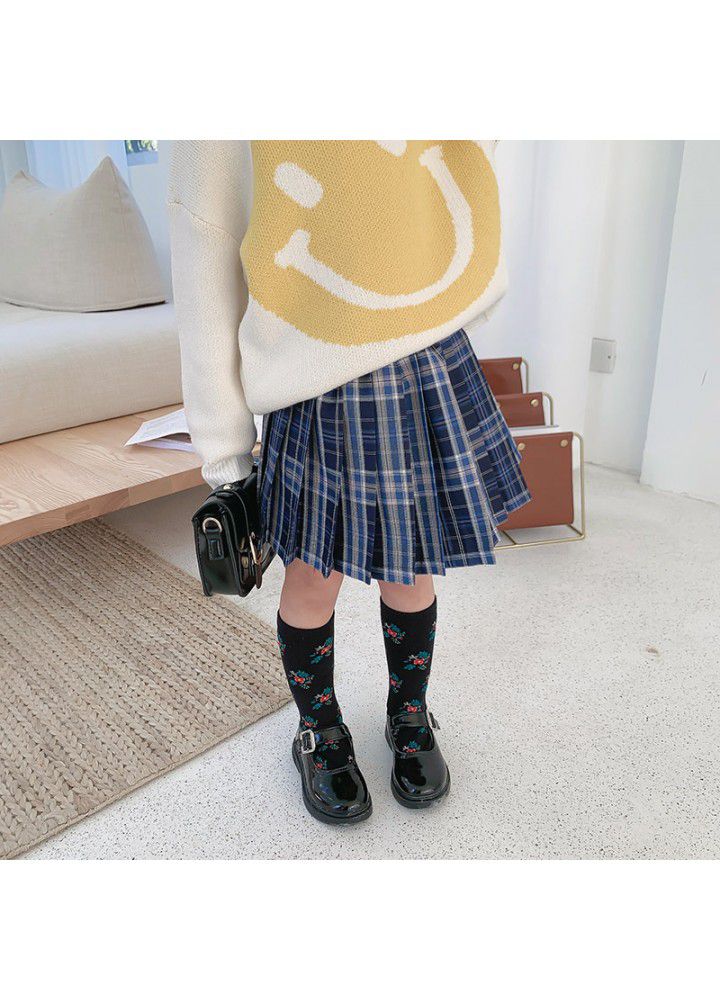 Girl's Plaid pleated skirt spring 2021 new children's JK skirt 