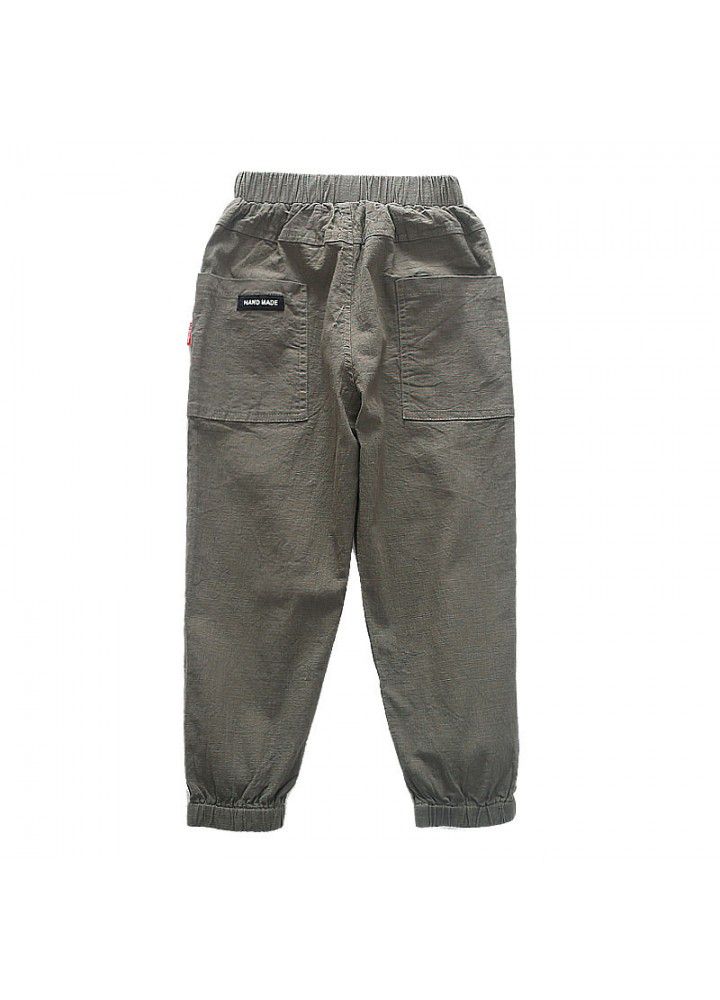 Manufacturer wholesales boy's anti mosquito pants 2021 spring and summer new Imitation cotton and hemp casual pants for children 