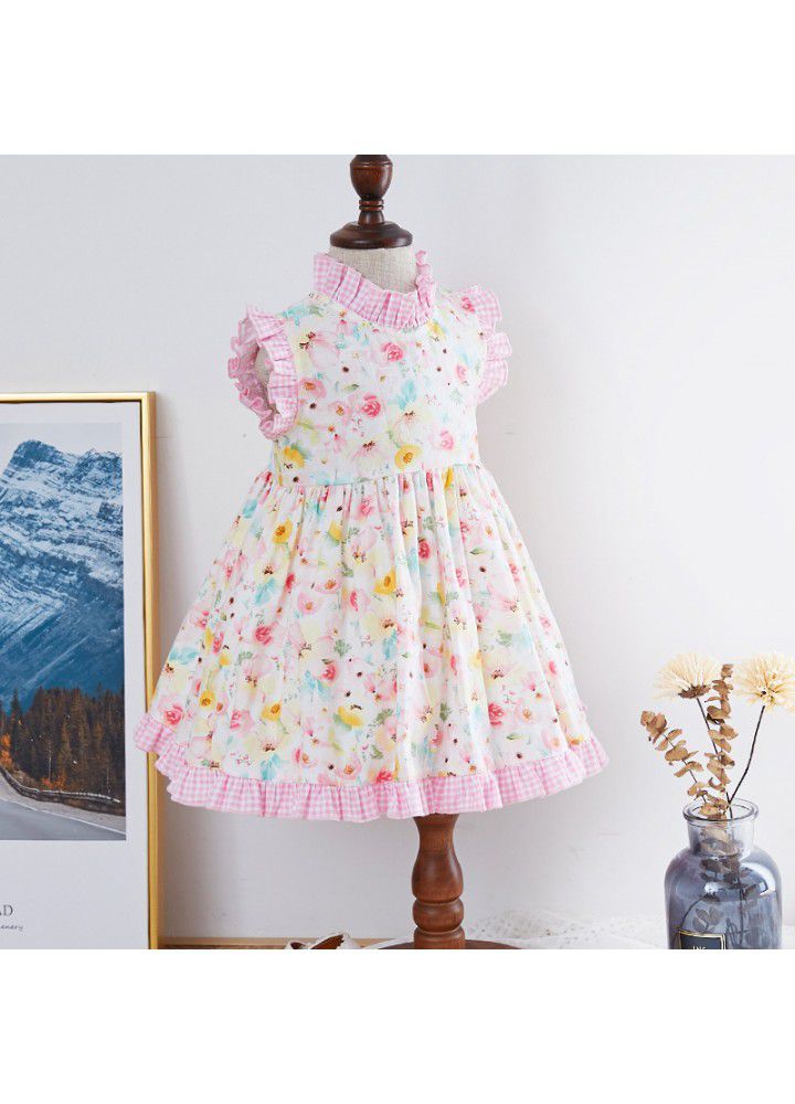 Girls' dress European and American children's dress 2021 new summer sleeveless floral skirt small fresh children's dress