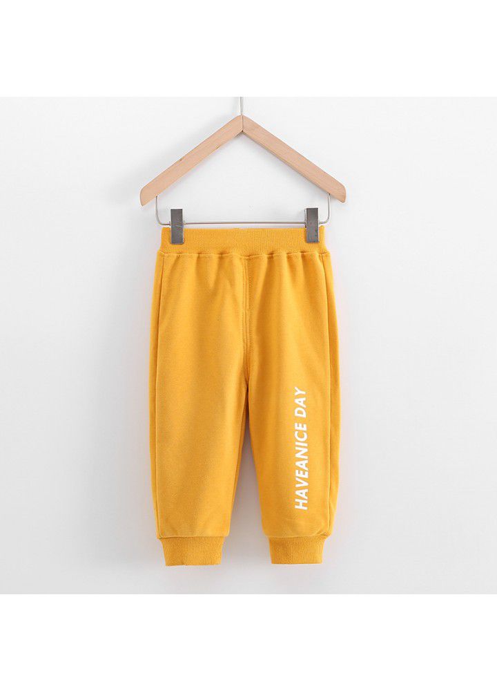 New children's spring and autumn sports pants solid color leisure sports pants Korean loose pants for boys and girls 