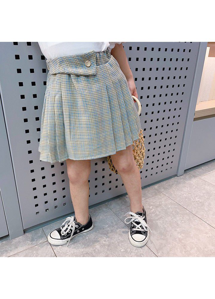 Girls' plaid skirt 2021 summer new children's foreign style pleated skirt skirt skirt JK skirt summer dress 