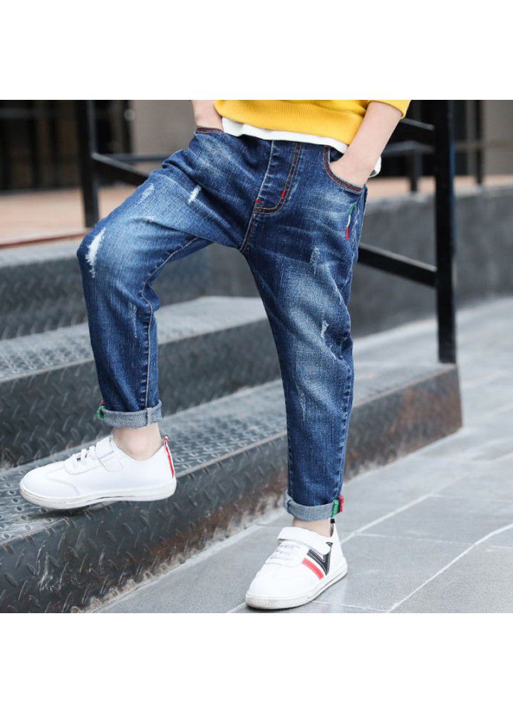 Manufacturer wholesale 2021 spring and autumn new boys' jeans pants children's casual pants boys' thin pants fashion 