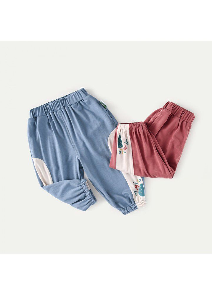 Amila girls' sports pants 2021 summer thin children's leisure pants female baby foreign style baby mosquito proof pants 