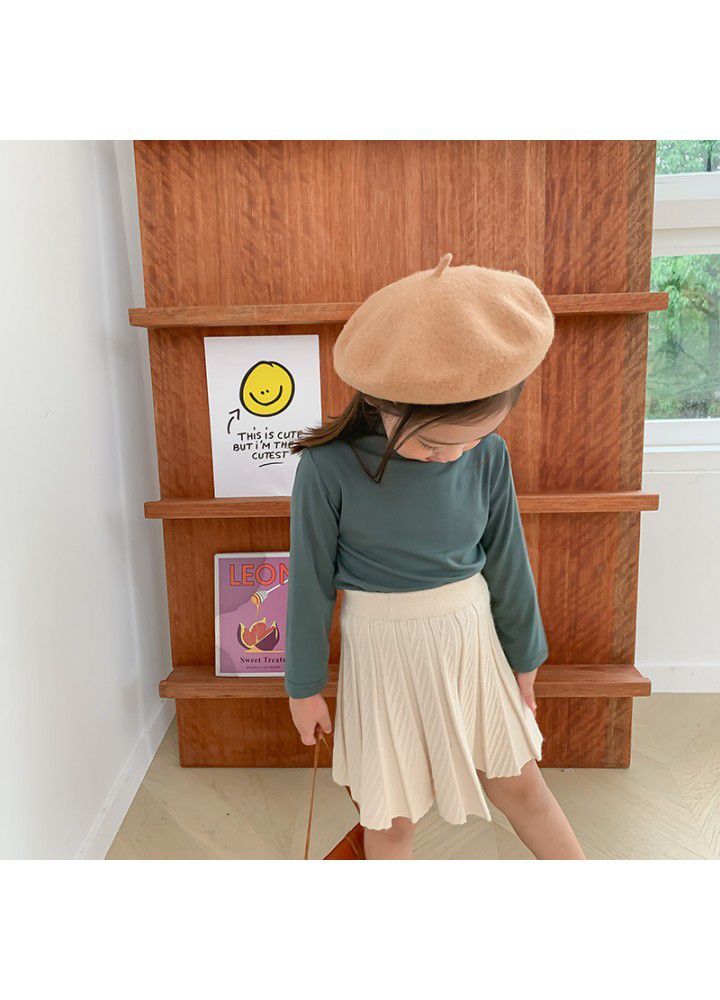 Girls' wool skirt 2020 autumn new children's knitting pleated skirt 