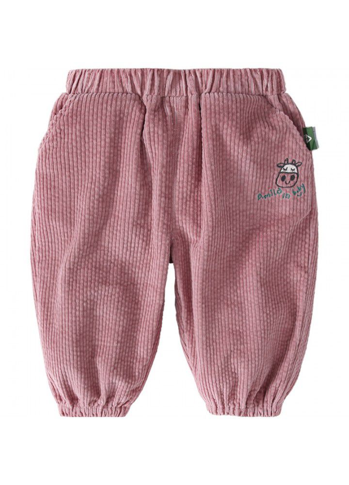 Amila children's clothing 2021 spring new baby girls' casual pants girls' trousers spring corduroy 