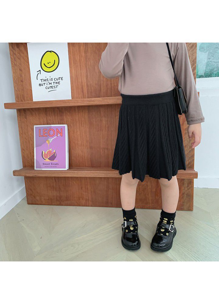 Girls' wool skirt 2020 autumn new children's knitting pleated skirt 