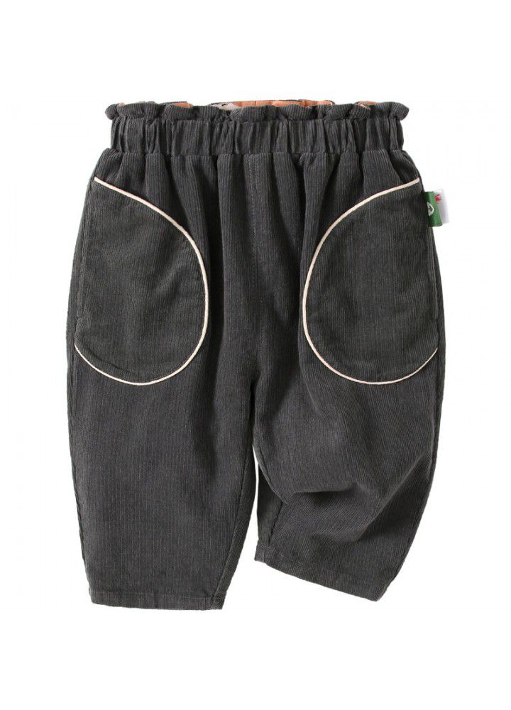 Amila children's 2021 spring new baby cotton comfortable fashion versatile corduroy casual pants 