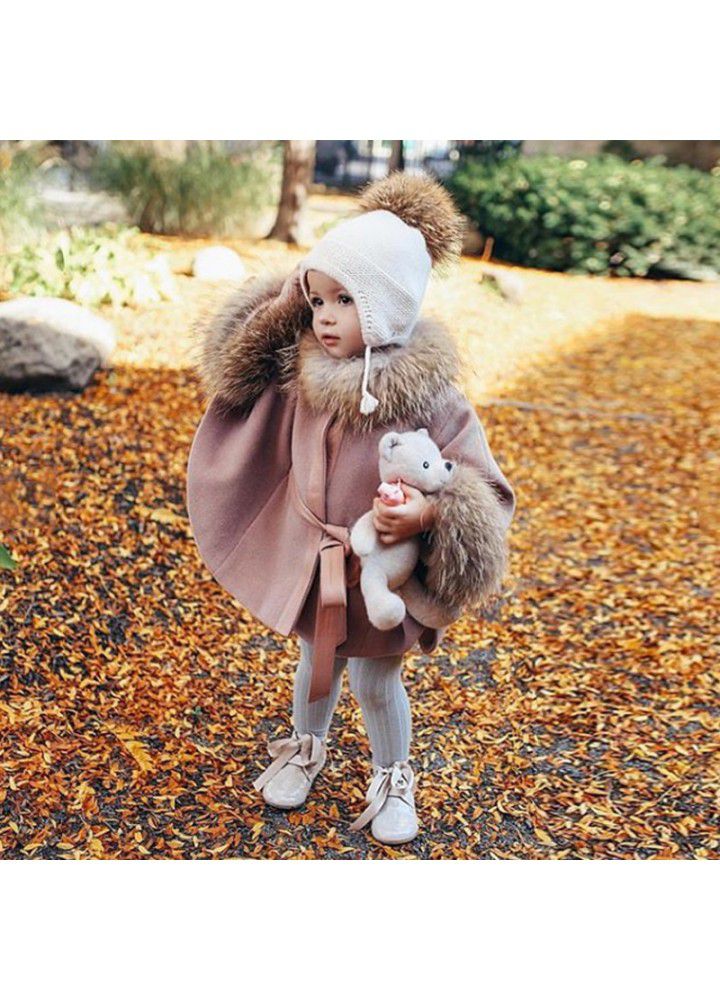 Jingshi ins children's Cape wool coat high end customized Spanish children's clothing girls' European and American Cape