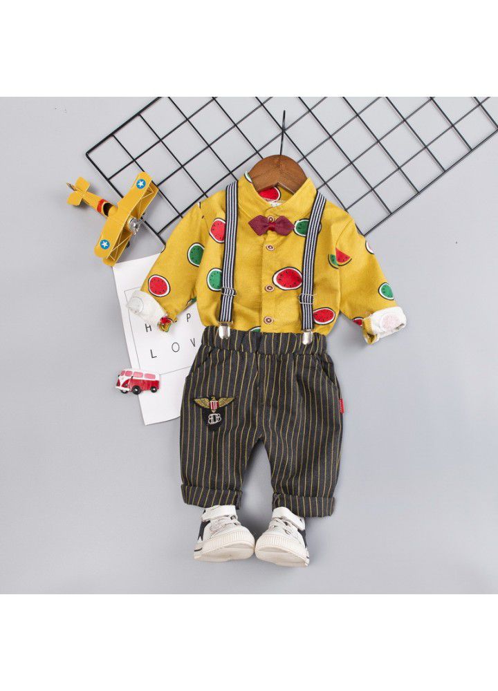 2020 spring new children's wear children's leisure shirt two sets long sleeve trousers set one hair