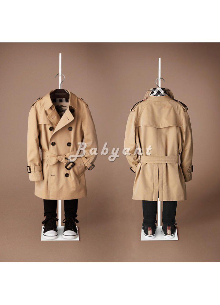 Foreign trade original single boy's windbreaker coat spring and autumn girl's coat medium length thickened coat British children's windbreaker