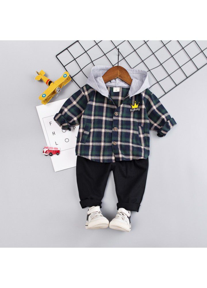 2020 spring new children's wear children's leisure shirt two sets long sleeve trousers set one hair