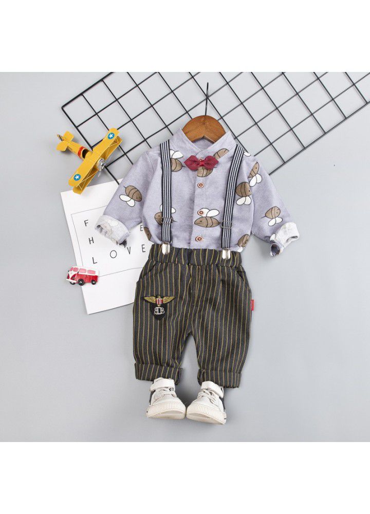 2020 spring new children's wear children's leisure shirt two sets long sleeve trousers set one hair