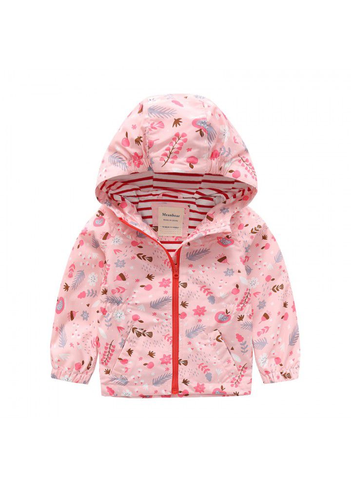 Children's windbreaker waterproof top girl's windbreaker waist hood baby fashion coat 2020 NEW