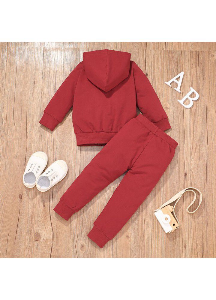 Children's autumn new 2021 hooded zipper coat set