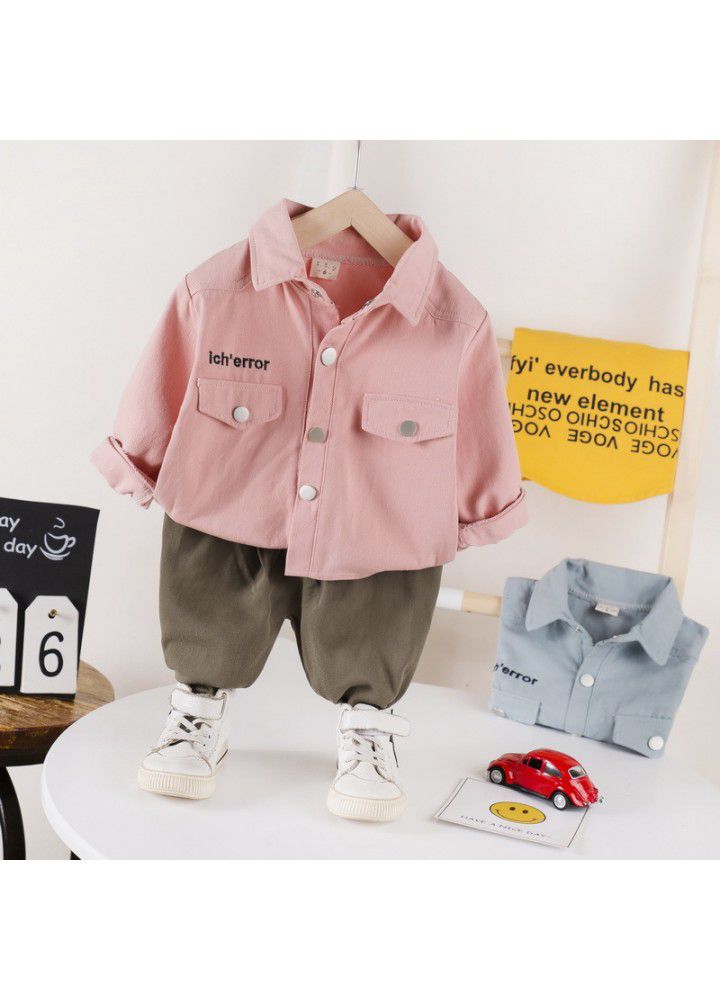 Postal children's clothing children's shirt set 20 new girls' Lapel casual pants boys' Jianlong top pants