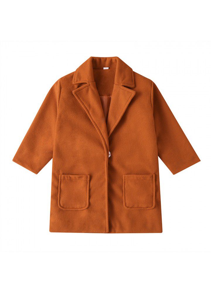 Spot European and American children's pure wool overcoat boys' long sleeve spring and autumn overcoat children's clothing fast selling wholesale