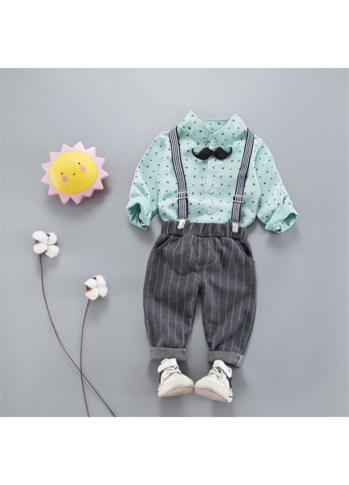 2020 spring new children's wear children's leisure shirt two sets long sleeve trousers set one hair