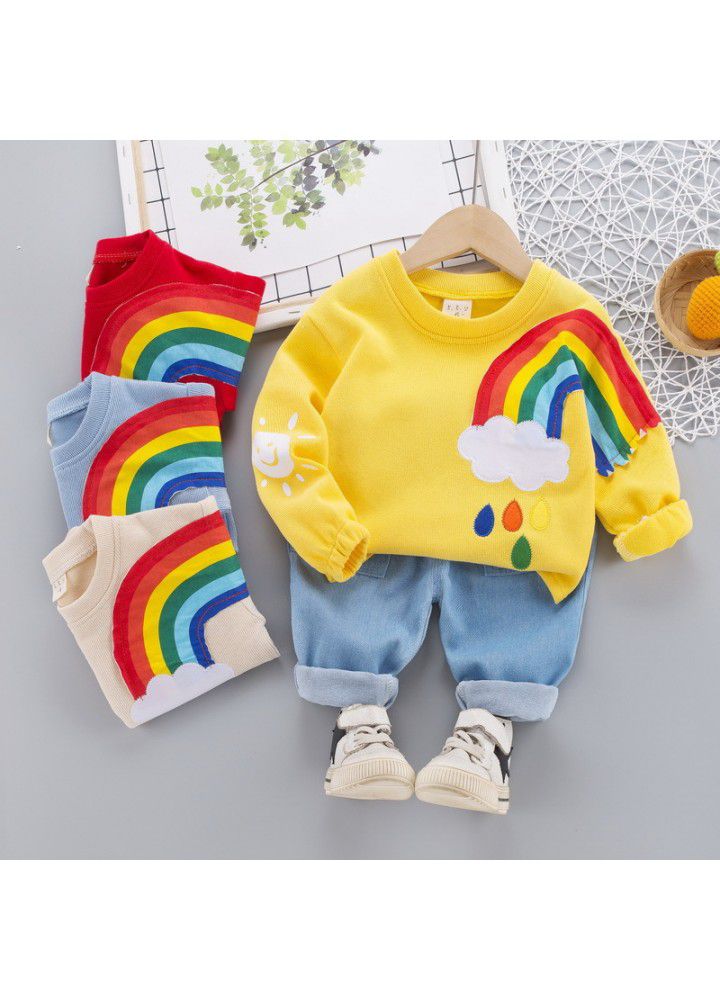 Postal children's clothing children's shirt set 20 new girls' Lapel casual pants boys' Jianlong top pants