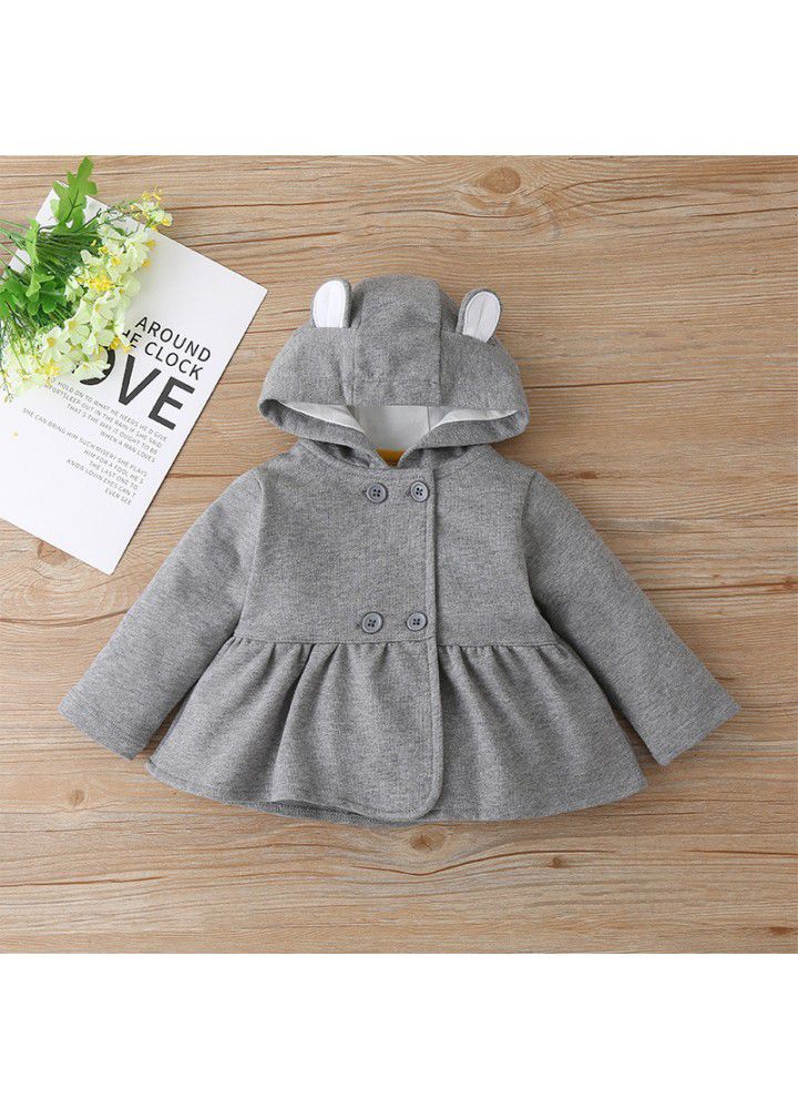 Spring and autumn Europe and the United States fashion long sleeve Hooded Jacket baby girls set three piece pants