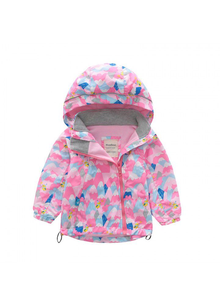 2020 spring and autumn boys and girls Plush hooded double zipper coat children's windbreaker children's assault coat children's wear