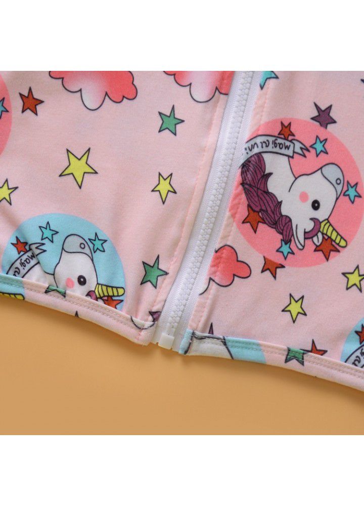 A166 # girls' long sleeve zipper coat children's clothing autumn new Unicorn cartoon pattern girls' coat