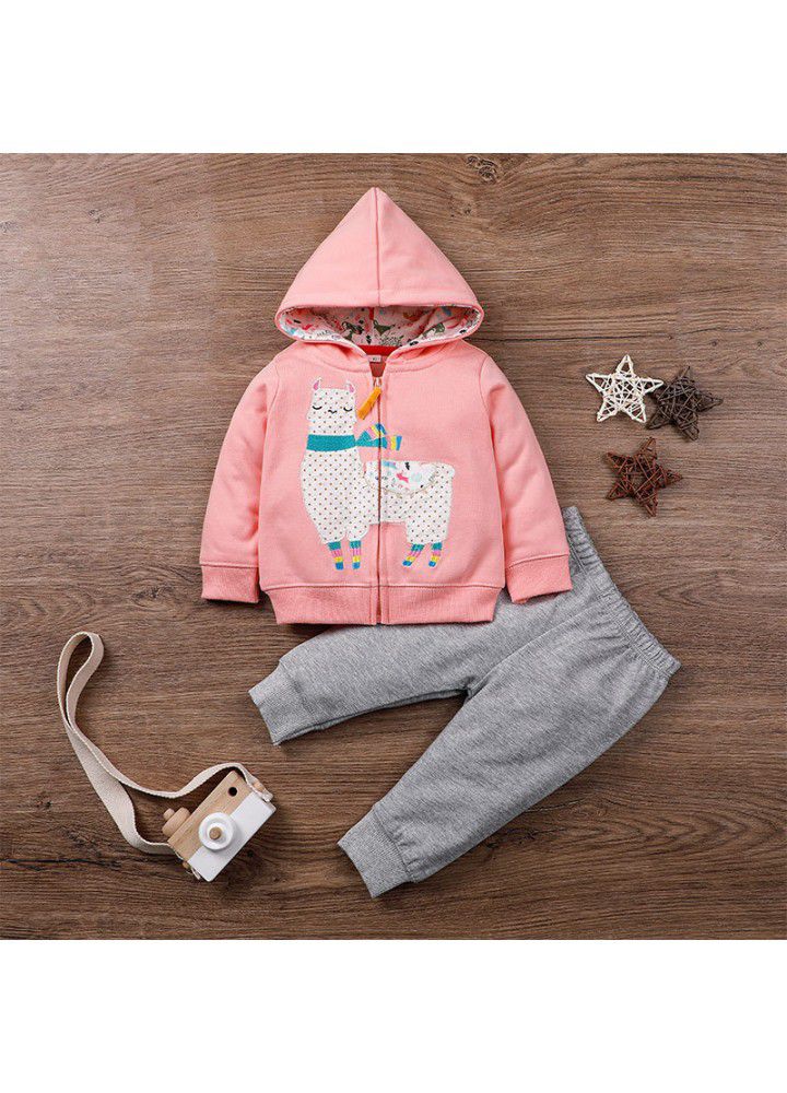 2021 autumn children's suit baby coat two piece baby children's suit baby going out clothing factory direct cross border