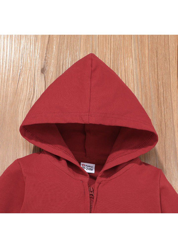 Children's autumn new 2021 hooded zipper coat set