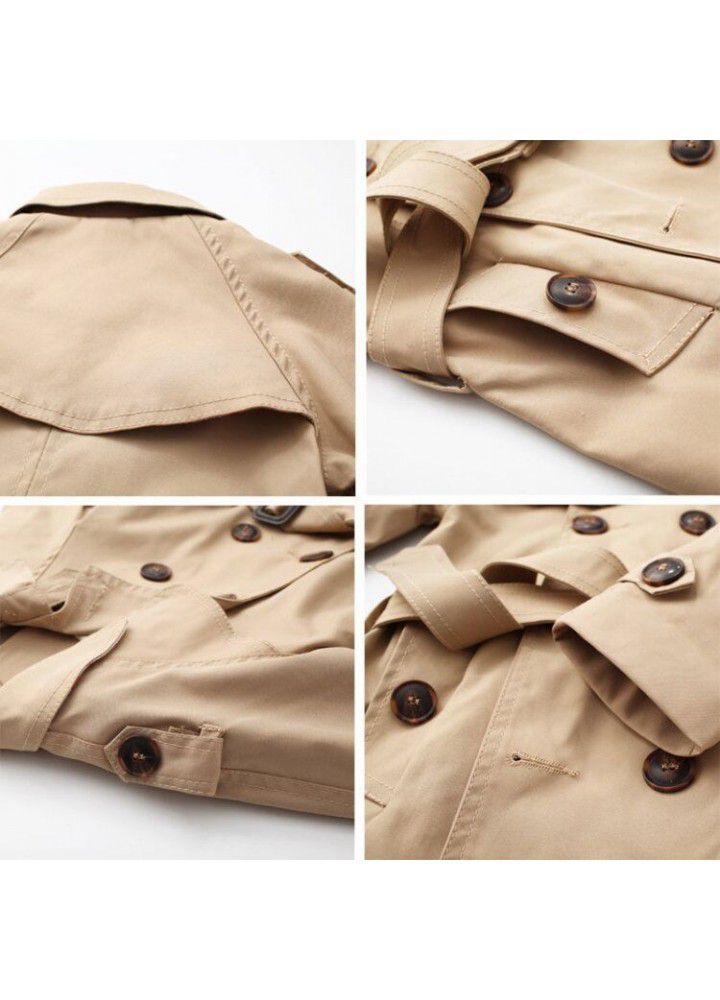 Foreign trade original single boy's windbreaker coat spring and autumn girl's coat medium length thickened coat British children's windbreaker