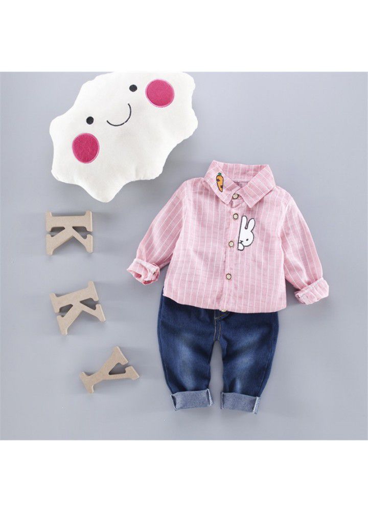 2020 spring new children's wear children's leisure shirt two sets long sleeve trousers set one hair