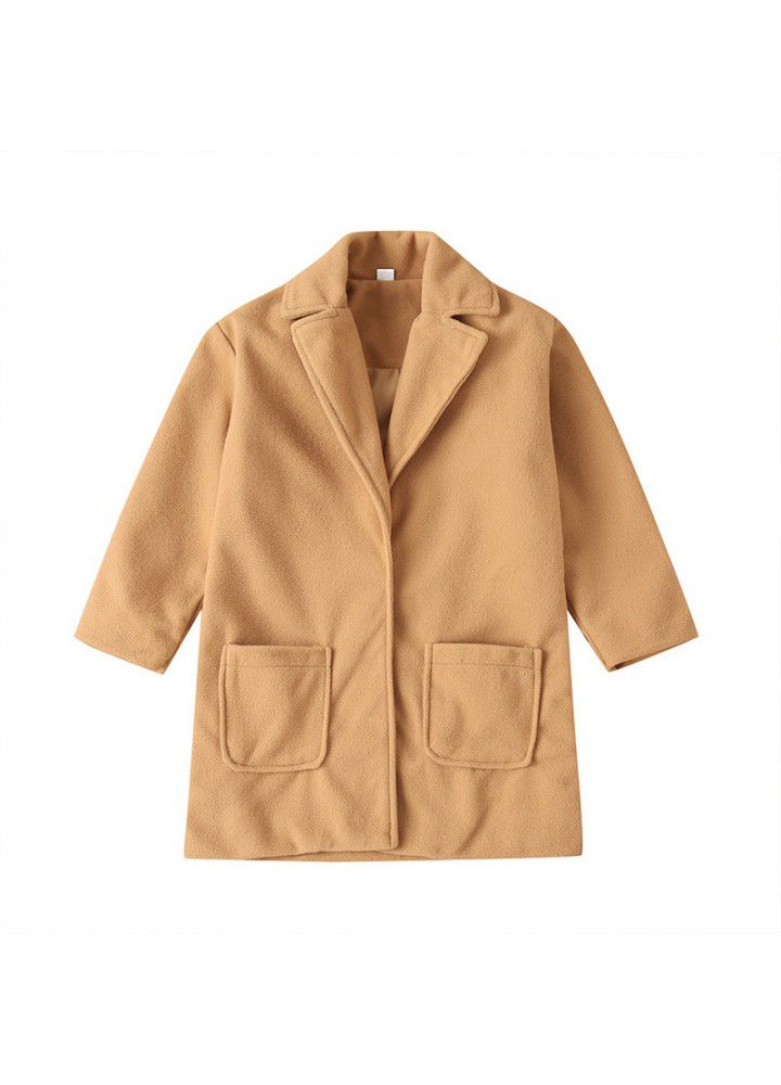 Spot European and American children's pure wool overcoat boys' long sleeve spring and autumn overcoat children's clothing fast selling wholesale