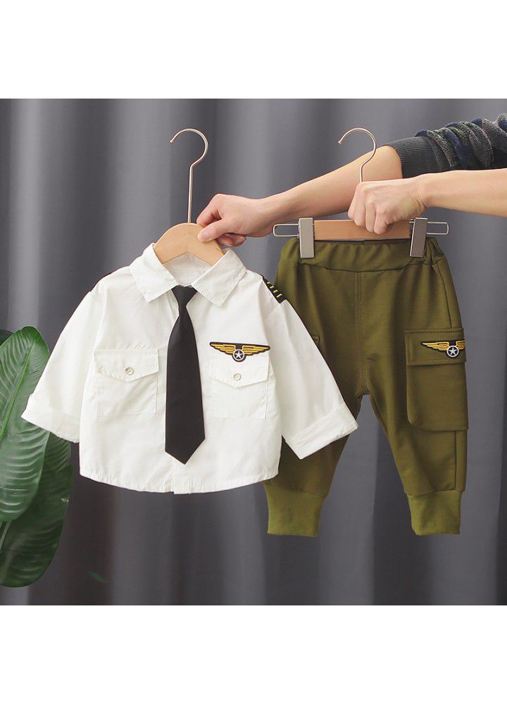 Boys' suit 2021 boys' spring children's clothes foreign style 2-year-old 3-year-old children's cool autumn clothes boys' new clothes