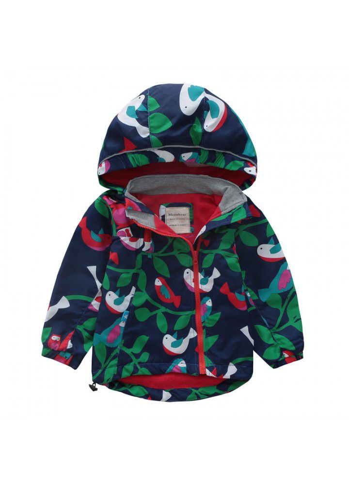 2020 spring and autumn boys and girls Plush hooded double zipper coat children's windbreaker children's assault coat children's wear