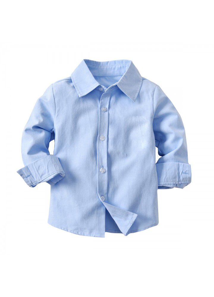 Cross border boy's cotton long sleeve collar shirt denim strap pants suit children's banquet formal dress