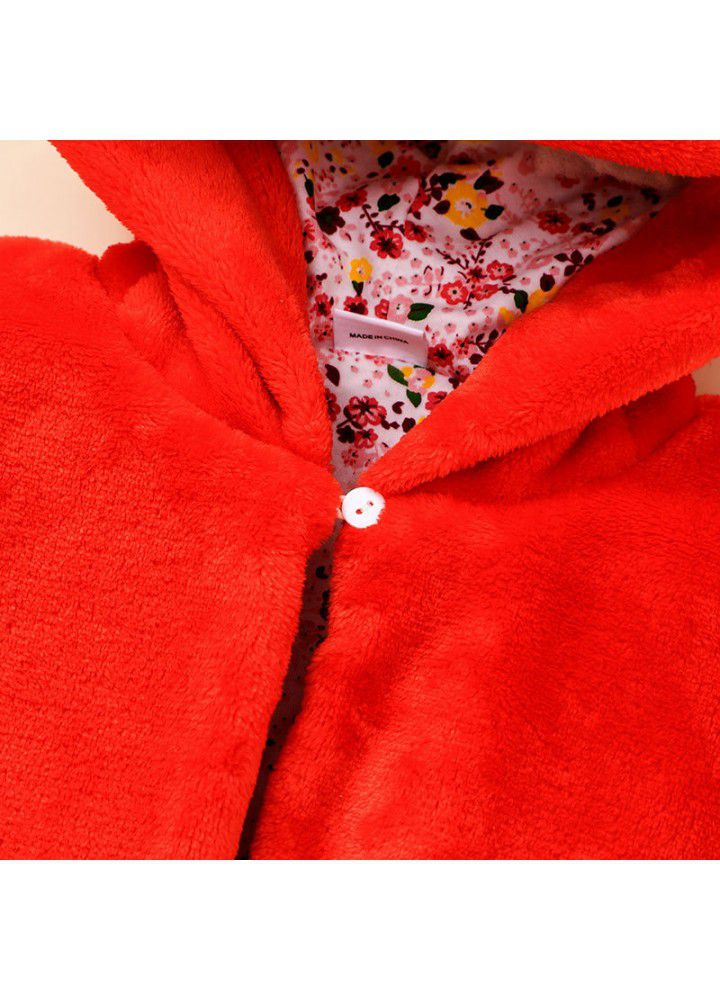 Spot baby solid color cute zipper coat new baby Cape autumn and winter heavy children's wear
