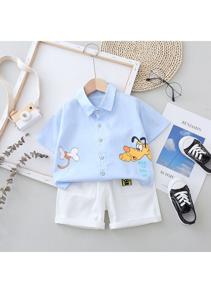 Boys' Summer Short Sleeve Shirt Set 1-3 years old 4 fashion baby shirt shorts summer foreign style children's two piece set fashion
