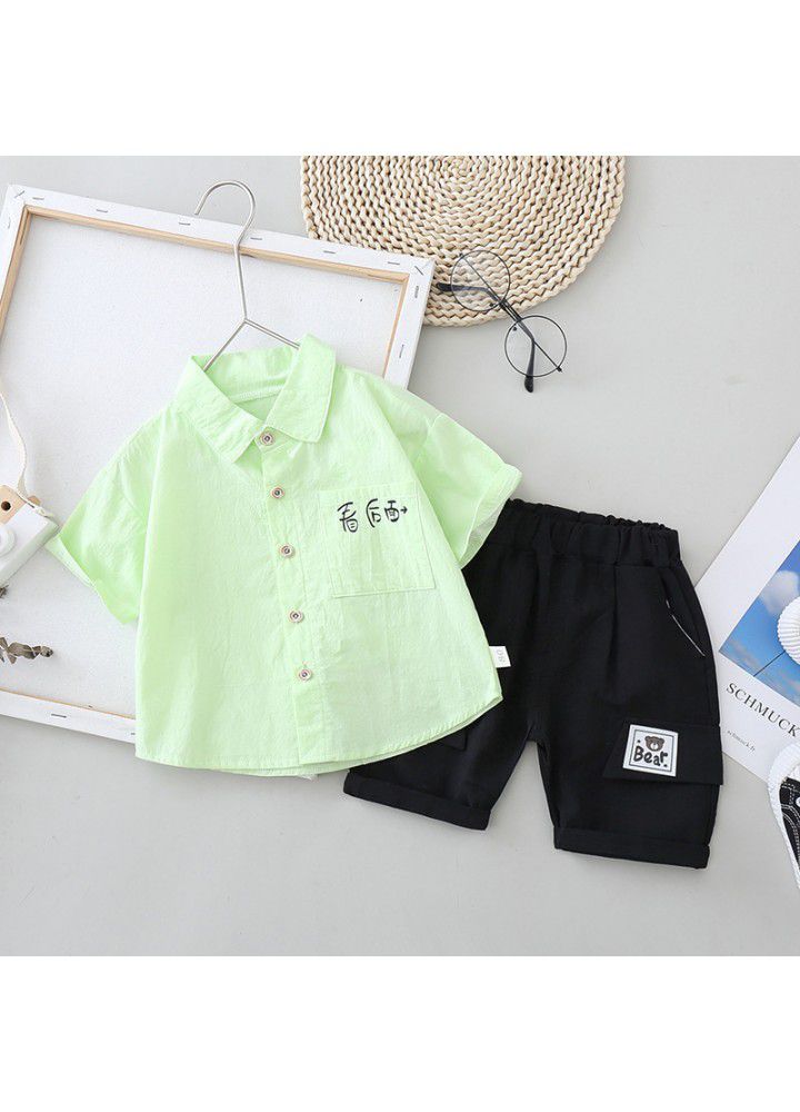 Boys' short sleeve shirt summer 2021 new children's cartoon top Korean fashion children's wear boys' shirt